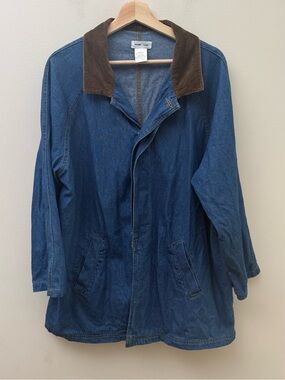 Michelle - Louise Blue Denim Jacket with Brown Corduroy Collar